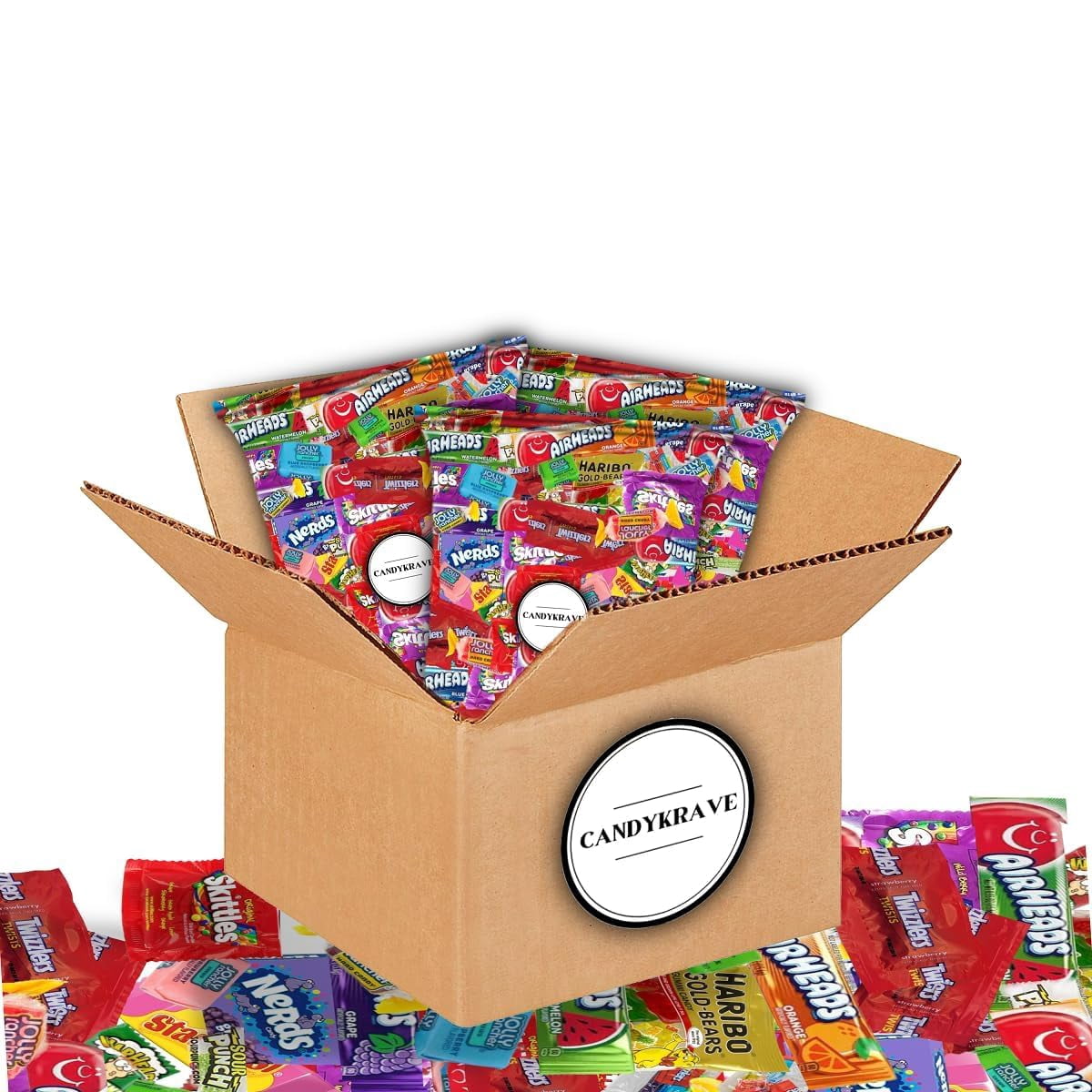 CandyKrave Assorted Candy Variety Pack - 10 Fruity Flavors - 8 lbs Bulk Candy Bag - Individually Wrapped Pinata Candy Mix - Delicious Sweets for Birthdays, Pantry, Baby Showers & Gender Reveal