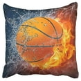 thumbnail image 1 of BOSDECO Housse de Coussin Design Mode Basketball Flamme Feu et Eau 20x20 Pouces, 1 of 1