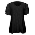 thumbnail image 3 of Women's Spring Summer Solid Color V Neck Short Sleeve Casual T Shirt Top 100 Polyester Shirts Women Long Sleeves Women Shirt Striped Tee Women Shirt Women Women Tee Shirts Pack Womens Summer T Shirts, 3 of 7