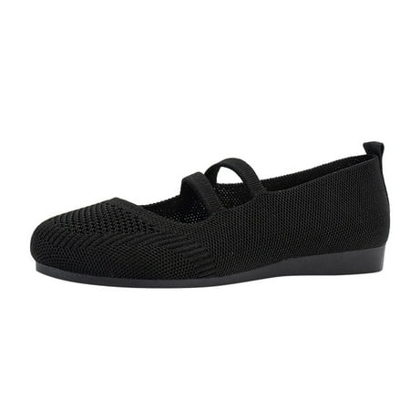 KELINFONG Womens Casual Single Shoes Knit Mesh Low Wedge Flats Ballet Dance Shoes Walking Shoes
