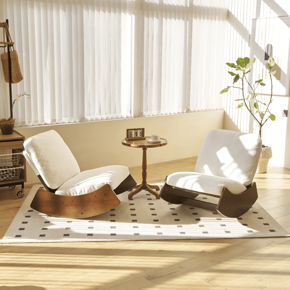 Corduroy Glider Rocking Chair Set of 2, Solid Wood Frame Upholstered Accent Chair for Living Room Bedroom