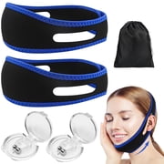 SPOKKI 2 Pieces Anti Snoring Chin Strap, 76cm Chin Strap Against Snoring, Adjustable Anti Snoring Chin Strap with 2 Snoring Stoppers and 1 Storage Bag, Snoring Solution for Snoring Reduction