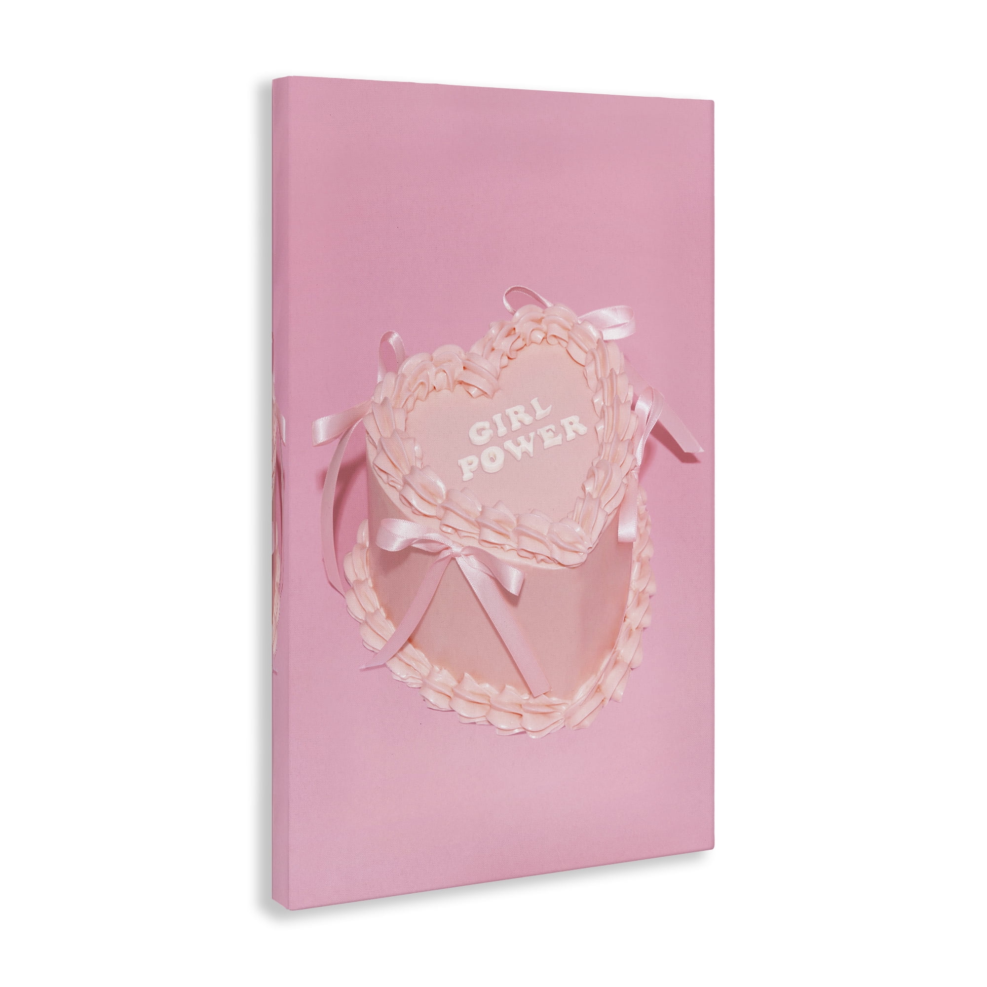Stupell Industries Pink Girl Power Cake Food & Beverage Painting Gallery Wrapped Canvas Art Print Wall Art, 30 x 45