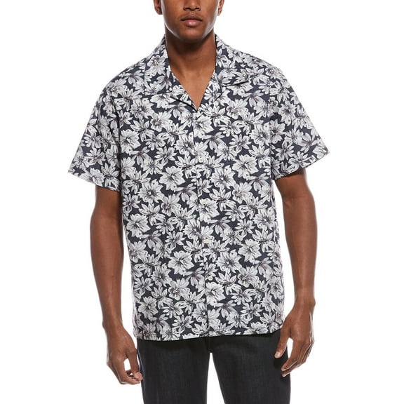 tyler böe mens  Vintage Floral Camp Shirt, s, White