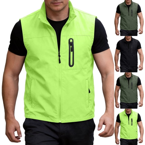Men's Nylon Mesh Cooling Shirt Breathable Stand Collar Full Zipper Multi-Pocket Outdoor Fishing Hiking Work Travel Casual Tops | JASKFLY,Army Green L