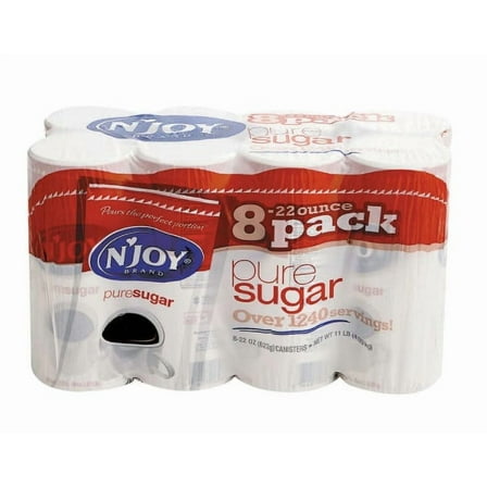 N`Joy 827820 Pure Sugar Cane, 22 oz Canisters, 8 per Carton by Njoy