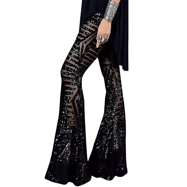 Moxidress High Rise Sequin Bell Bottom Pants