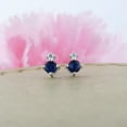 thumbnail image 4 of Dazzlingrock Collection 3mm Round Blue Sapphire & White Diamond Pushback 2 Stone Stud Earrings for Women (0.05 ctw, Color I-J, Clarity I2-I3) in 925 Sterling Silver, 4 of 6