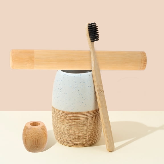 Wooden Toothbrush Holder Cylinder Case for Travel, Kids, Camping, Outdoor Storage and Bathroom Organization