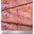 thumbnail image 2 of Soimoi Moss Tissu Georgette Rayé, Feuilles & Imprimé Floral Rose au Mètre 42 Pouces de Large, 2 of 3