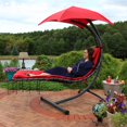 Sunnydaze Outdoor Hanging Chaise Floating Lounge Chair with Canopy