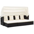 thumbnail image 1 of vidaXL Garden Lounge Bed with Roof Black Poly Rattan, 1 of 5