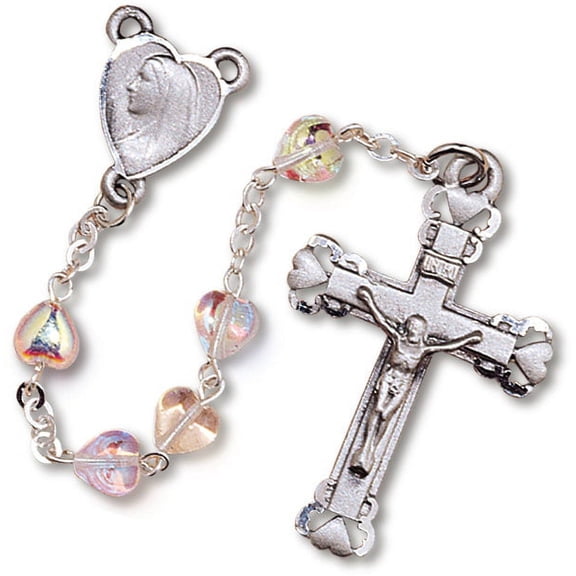 Women's Medium Aurora Borealis Catholic Rosary Beads, Aurora Borealis beads