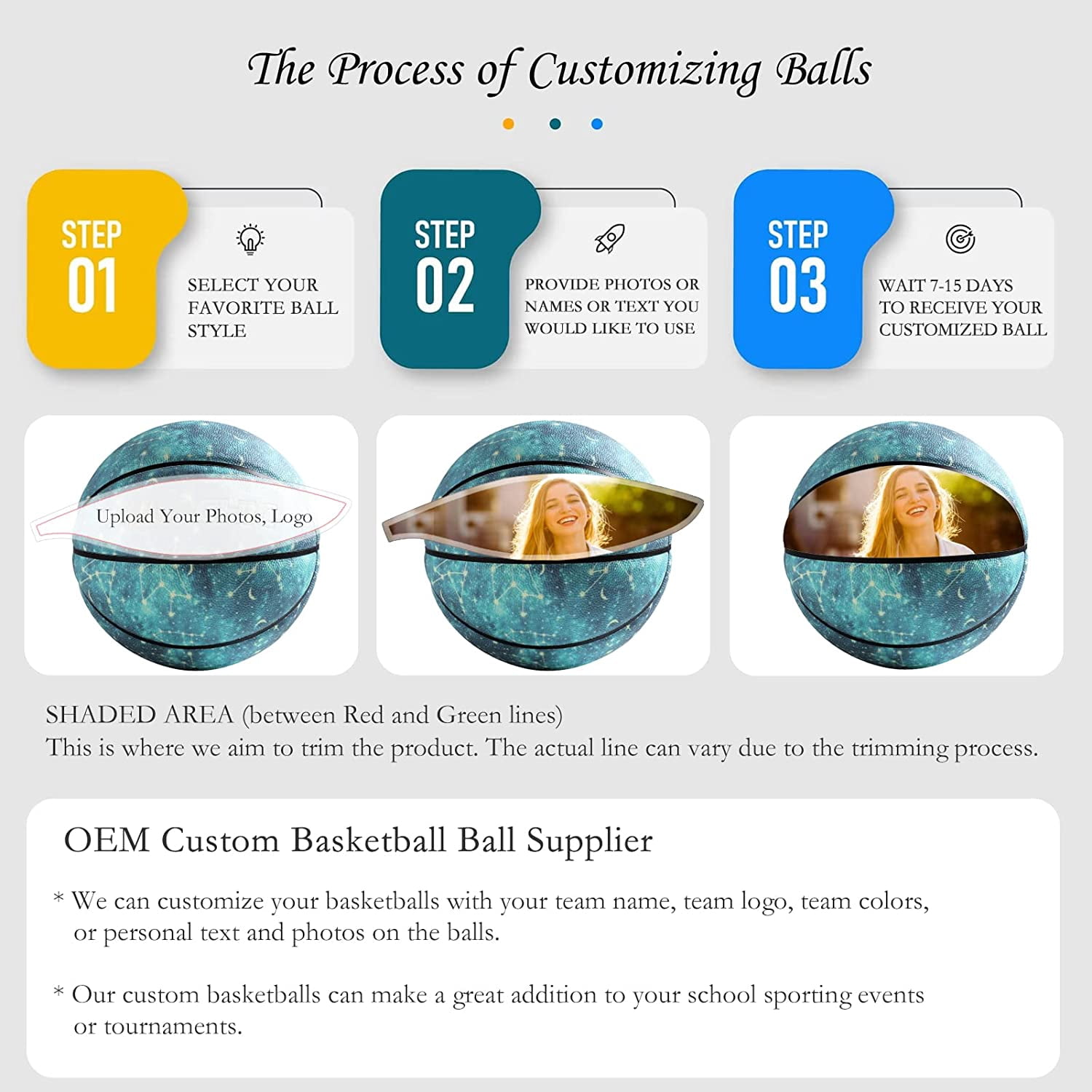 KPASON Customized Basketball, Custom Name or Photos on Basketball, Personalized Holographic Basketball Indoor Outdoor Official Size 7/29.5", Special Basketball Gifts for Boys, Girls, Men, Women