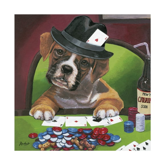 Trademark Fine Art Jenny Newland Poker Dogs 2 Canvas Wall Art - 14x14