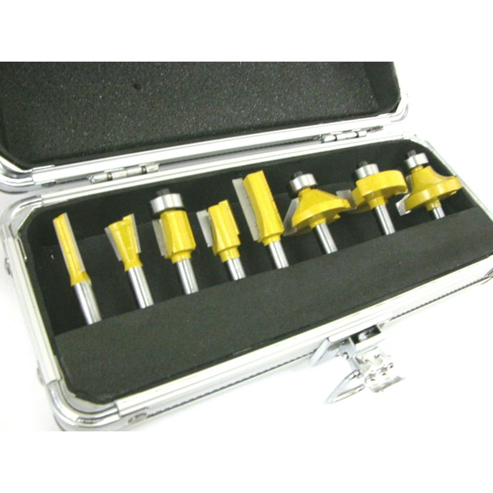 1/4" ROUTER BIT SET 8 CARBIDE BITS KIT Quarter Inch Shank ALUMINUM