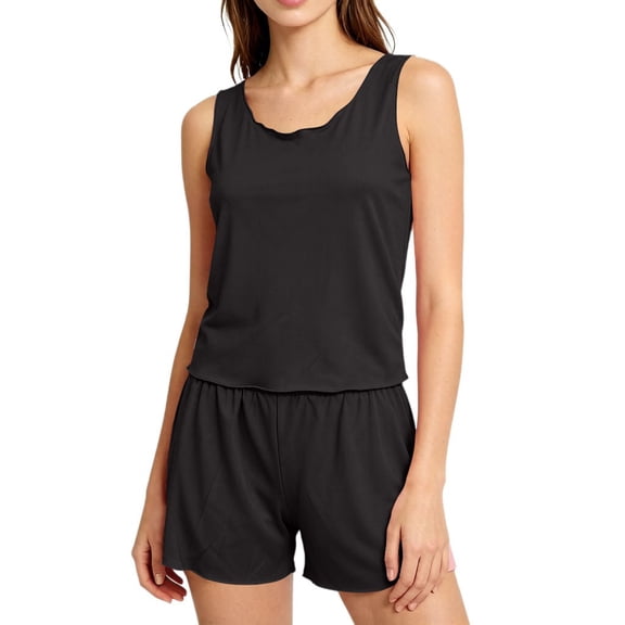 iHPH7 Womens Pajamas Set Casual Sleepwear Soft Pj Sets Tank Top and Shorts Loungewear for Summer Black A