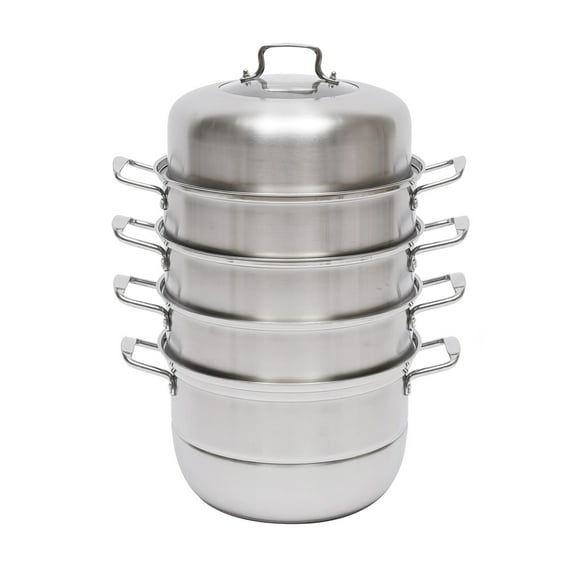 Miumaeov 32.5 cm Steamer Pot, 5-Tier 304 Stainless Steel Steamer Pot with Glass Lid USA