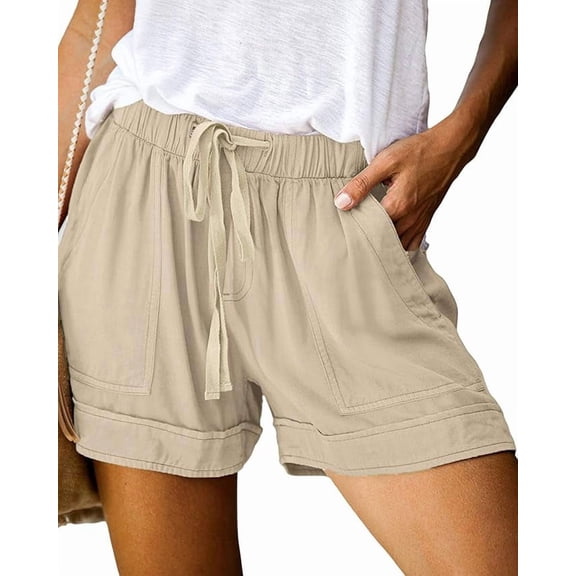 FreshPretty Spring Shorts for Women Summer Casual Elastic Waist Drawstring Lightweight Beach Lounge Short Pants Pockets