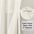 thumbnail image 3 of Hiasan Contemporary Light Filtering Sheer Curtains with Tiebacks, Linen Blend Rod Pocket Curtains for Living room/Bedroom, 52" x 63", Natural, Set of 2, 3 of 5