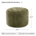 thumbnail image 3 of Zesthouse 22.6" Wide Round Ottoman, Modern Ottoman Coffee Table for Living Room, Chenille Fabric Couch Foot Rest, Upholstered Footstool for Makeup Room, Bedroom, Entryway, Green, 3 of 9