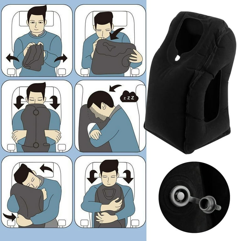 Upgraded Inflatable Air Cushion Travel Pillow Headrest Chin Support  Cushions for Airplane Plane Car Office Rest Neck Nap Pillows