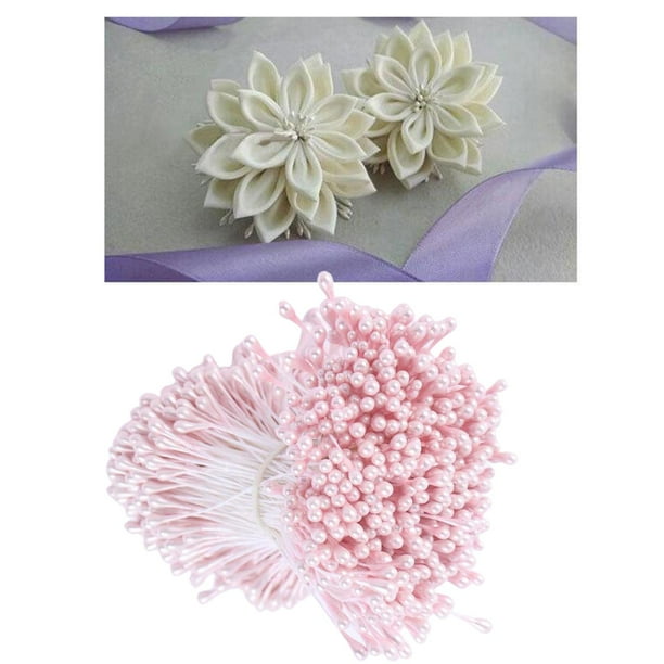 1800 Unids 3mm Mini Perla Doble Cabezas Flor bre Pistilo Flores Artificiales Hechas a Mano Boda Decoración Del Hogar DIY Accesorios de Álbum de R Rosado Macarena Estambre de flores de doble cabeza