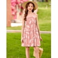 thumbnail image 2 of Oudiya Girls Summer Sundress Spaghetti Strap Boho Cami Ruffled Tiered Dresses Casual Midi Party Dress, 5-13Y, 2 of 6