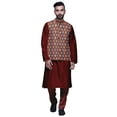 thumbnail image 1 of Atasi Solid Kurta Pajama & Printed Nehru Jacket Set For Mens Party Wear, 1 of 3