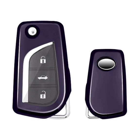 Xotic Tech Pruple Black Shockproof Flip Key Fob Cover Case Compatible with Toyota Auris, Corolla, Avensis, Verso, Yaris, Aygo or Scion tC 10 Series, iM etc. Fit 2/3/4 Buttons Key