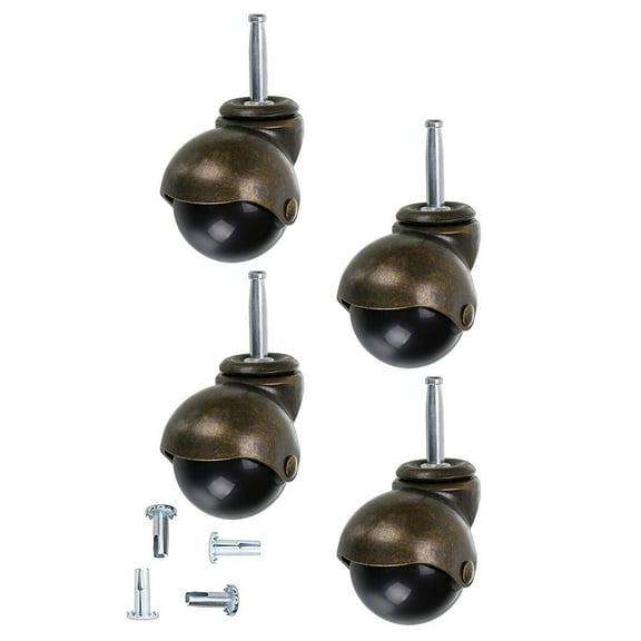 DRAFIDEEP 4Pcs Antique Gold Steel Caster Wheel for Office Furniture Smooth Rolling 9.40X1.5In