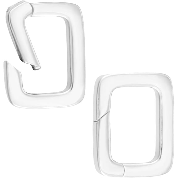 2Pcs 925 Sterling Silver Rectangular Jewelry Clasps Silver Spring Gate Rings Connector Carabiner Hooks Snap Clips Opening Buckle for Jewelry Making Bracelet Necklace Keychain(12x9mm) for making