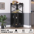 thumbnail image 4 of HAUXITIO 61" Corner Bar Cabinet with Power Outlet & LED Light,Industrial 4-Tier Wine Rack with Glass Holder,Farmhouse Liquor Storage Cabinet,Black, 4 of 7