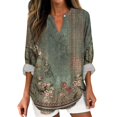 thumbnail image 1 of WEAIXIMIUNG T-Shirts Graphiques pour Femmes Humour Adulte Vintage Imprimé Floral Col en V Manches Longues Chemise Décontractée, 1 of 4