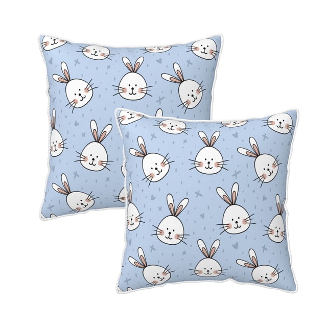 Housses de Coussin Décoratives en Velours Lot de 2, Housse de Coussin Carrée Douce avec Fermeture Éclair Invisible Impression Animal Cute Rabbits, 20"x20 Pouces