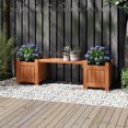 thumbnail image 1 of Costway Wood Planter Box with Bench Open-Ended Base & Teak Oil Finish for Flowerpots, 1 of 10