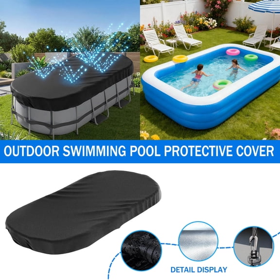 Oval Inflatable Pool Cover, Waterproof & Foldable Cover for Above Ground Swimming Pools, Keeps Pool Clean, Reduces Maintenance, Garden & Backyard