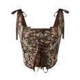 thumbnail image 2 of QSAWXQZ Women's Bustier Top Tie Strap Sleeveless Square Neck Lace Up Boned Top XL, 2 of 7