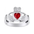thumbnail image 1 of RYLOS Rings Sterling Silver Claddah Love, Loyalty & Friendship Heart 6MM Gem Irish Wedding Band Claddagh Rings July Ruby Jewelry Size 9, 1 of 6