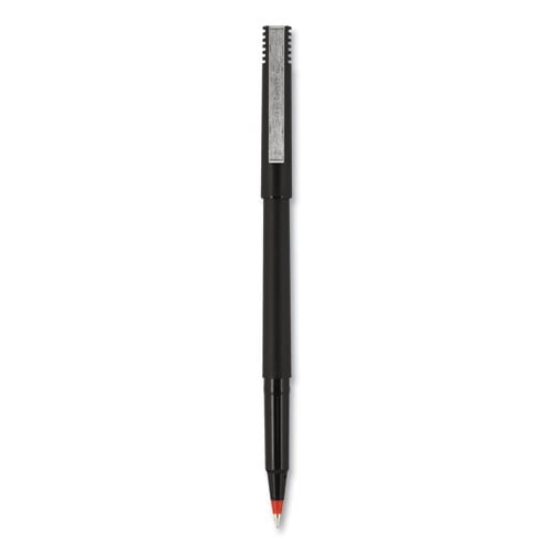 Roller Ball Pen, Stick, Micro 0.5 Mm, Red Ink, Black Matte Barrel, Dozen | Bundle of 5 Dozen