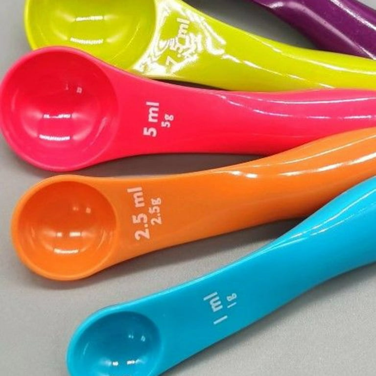 Handy Housewares 5 Piece Colorful Plastic Nesting Measuring Spoon Set