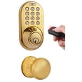 thumbnail image 2 of MiLocks XFK-02P Digital Deadbolt Door Lock and Passage Knob Combo with Keyless Entry via Remote Control and Keypad Code for Exterior Doors, Polished Brass, 2 of 3