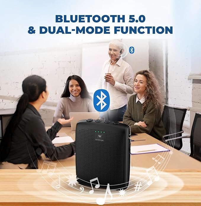 HW HAOWORKS Voice Amplifier Wireless Microphone Earhook, Porable Speaker and Mic, Mini PA System with Crystal-Clear Original Sound, Fitness Ear-Secured Microphone for Public Speaking WB007