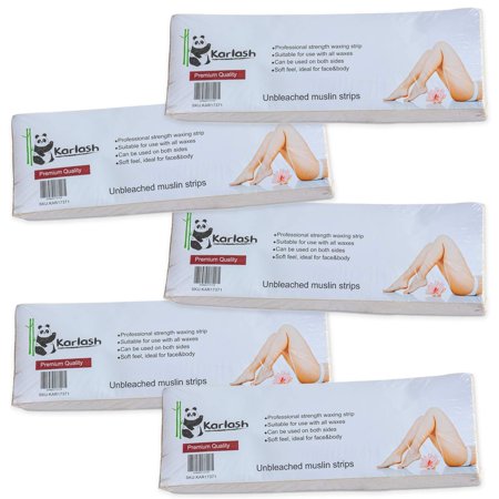 Karlash Unbleached Muslin Strip Natural Epilating Waxing Cloth 3inch x 9inch 100, Count Pack of 5