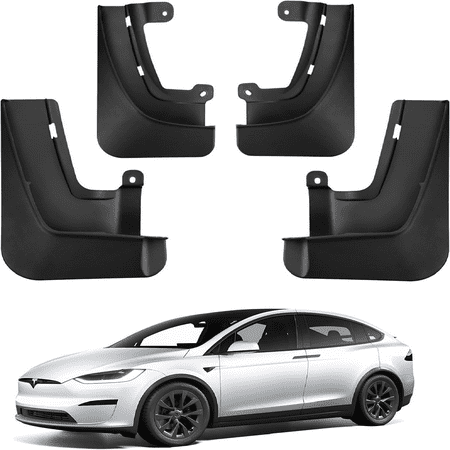 2026 Tesla Model X/Model X Plaid Mud Flaps Splash Guards No Drilling No Tape Mudguards Vehicle Tire Protector Mudflaps for 2022-2026 Tesla Exterior Accessories (Set of 4)