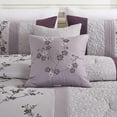 thumbnail image 5 of Chezmoi Collection Linnea 7-Piece Luxury Purple Cherry Blossom Floral Embroidery Bedding Comforter Set, King, 5 of 8
