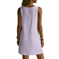 thumbnail image 4 of zbxnLI Womens Striped Dress V Neck Sleeveless Mini Dresses with Pockets Summer Vacation Casual Loose Sundress, 4 of 7