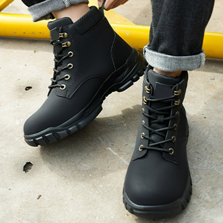 Dakaela Work Boots for Men Casual Motorcycle Combat Ankle Dress