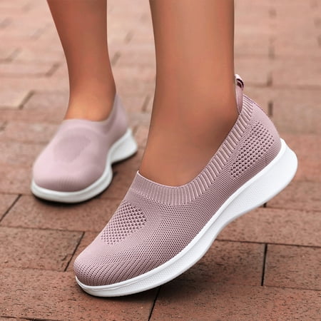 

Ediodpoh on Breathe Mesh Walking Shoes Women Fashion Sneakers Comfort Flat Loafers Sneakers for Women Pink 7