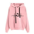 thumbnail image 1 of WZXFASHION Chandail à Capuche pour Femmes, Col Rond, Manches Longues, Imprimé Note Musicale, Couleur Unie, Mode Ample, Chandail Confortable, 1 of 3